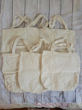 Classic Canvas Tote Bags - Natural - 6 Totes